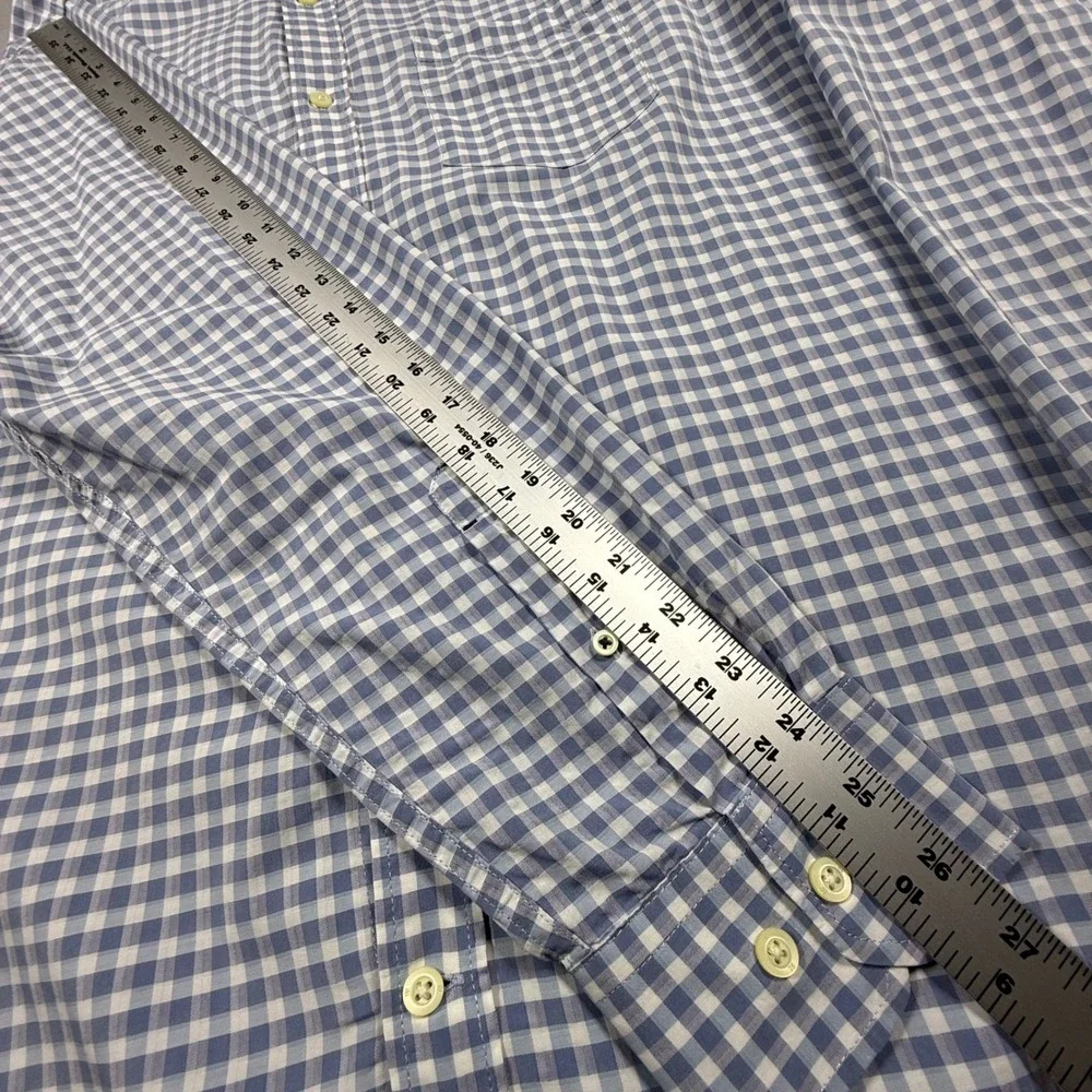 Banana Republic Mens XL Blue White Gingham Check Slim Fit Button Down Shirt